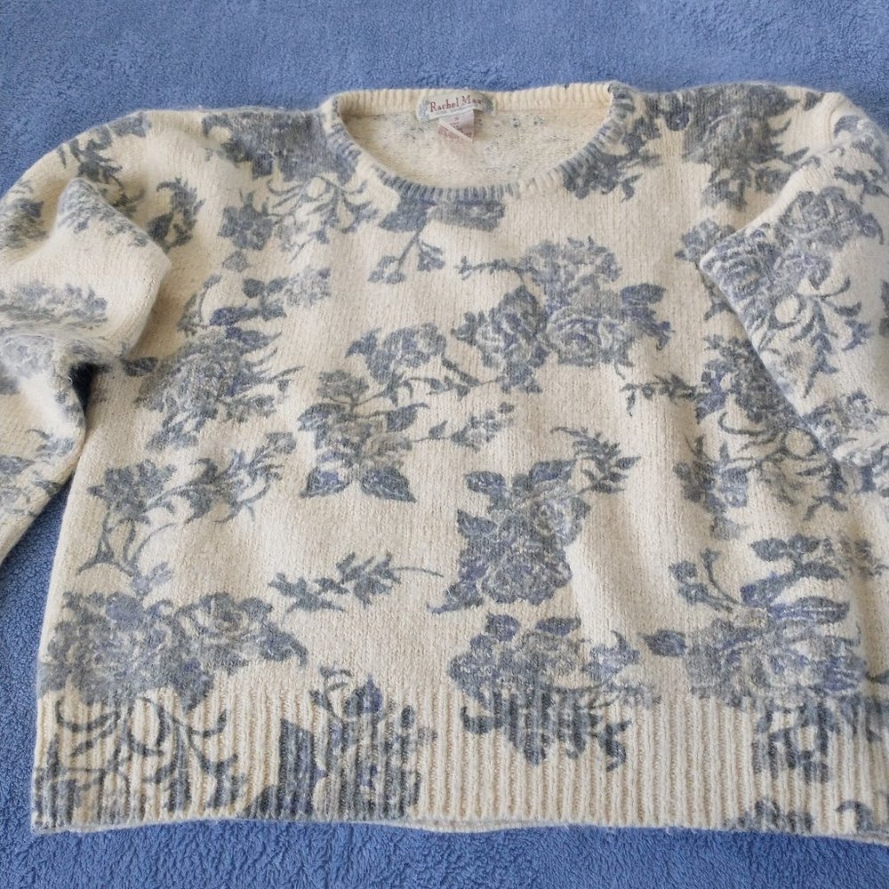 Women's gray floral sweater